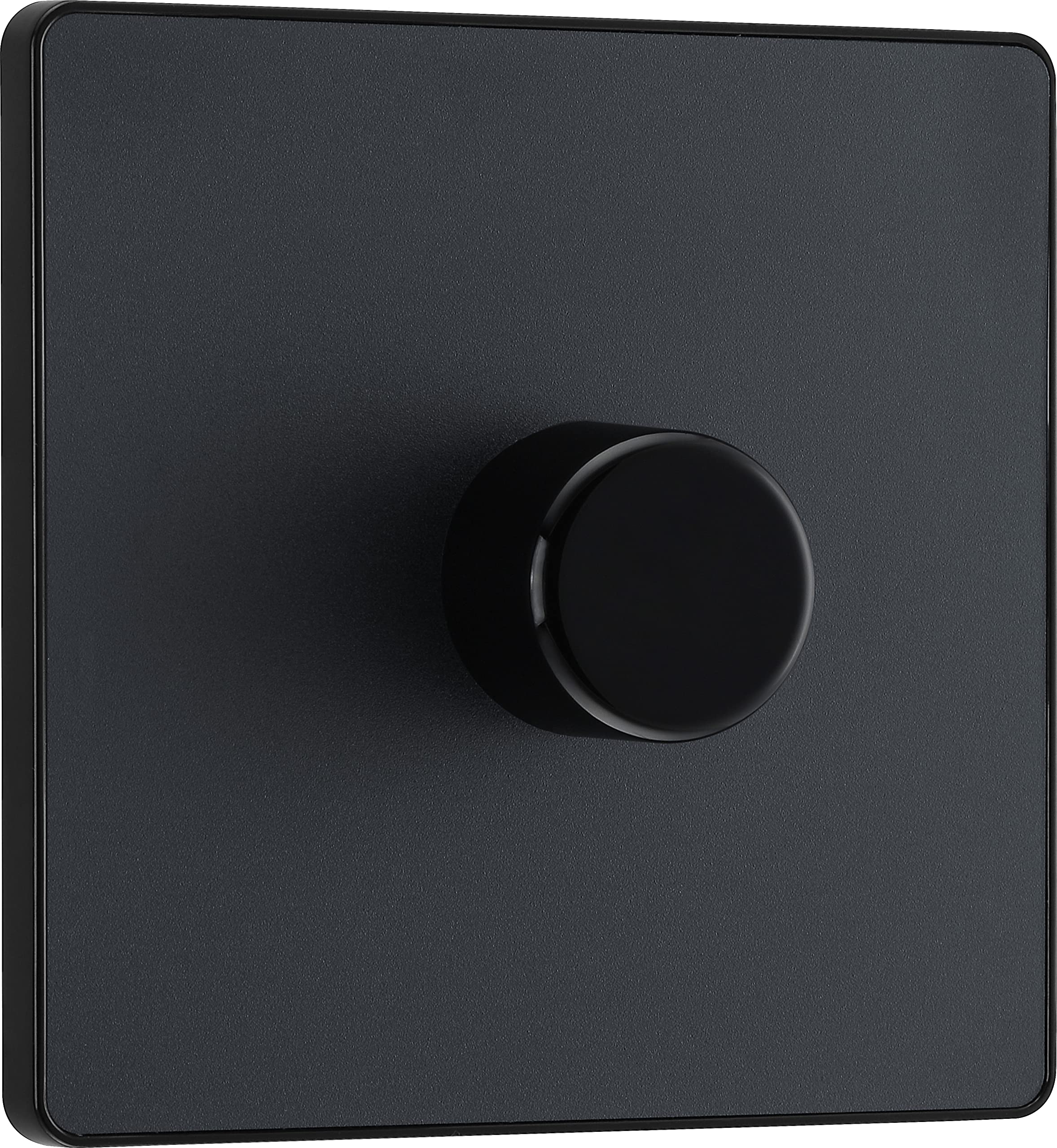 BG Electrical Intelligent Single Wall Dimmer Switch, 2 Way, Screwless Front Plate, Evolve, Matt Grey, 200W, PCDMG81B — image 1