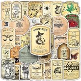 50pcs Magic Potion Labels - Vintage Potion Bottle Tags, Halloween Wine Bottle Stickers, Retro Aesthetic Party Gift Stickers