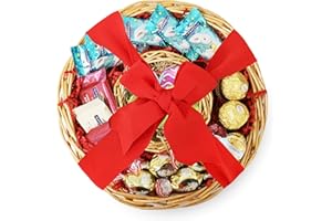 EVA'S GIFT UNIVERSE Easter Gift Basket - Bunnies Chocolates and Truffles Snacks Already Filled Easter Gift Basket for Children Family Kids Students