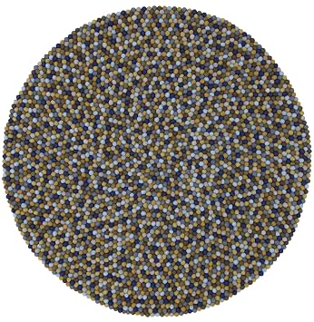Myfelt Otto Filzkugelteppich Rund Schurwolle Grau Braun O 160