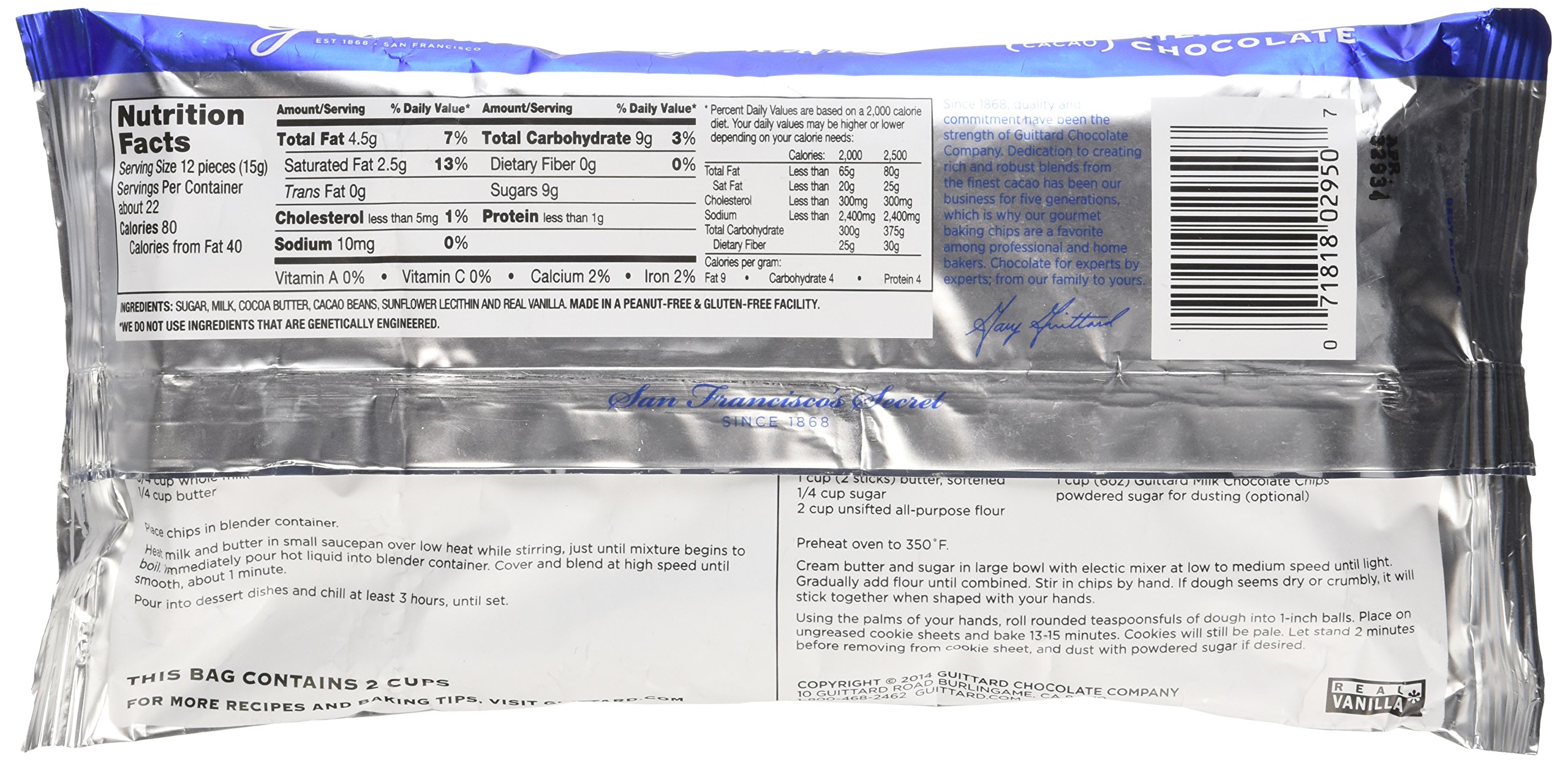 Guittard Real Milk Chocolate Baking Chips 11.5oz Bag Pack of 4 Gift