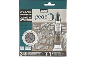 Pebeo GEDEO KIT-Mirror Effect Leaf, Silver Finish Gilding, 3 foils