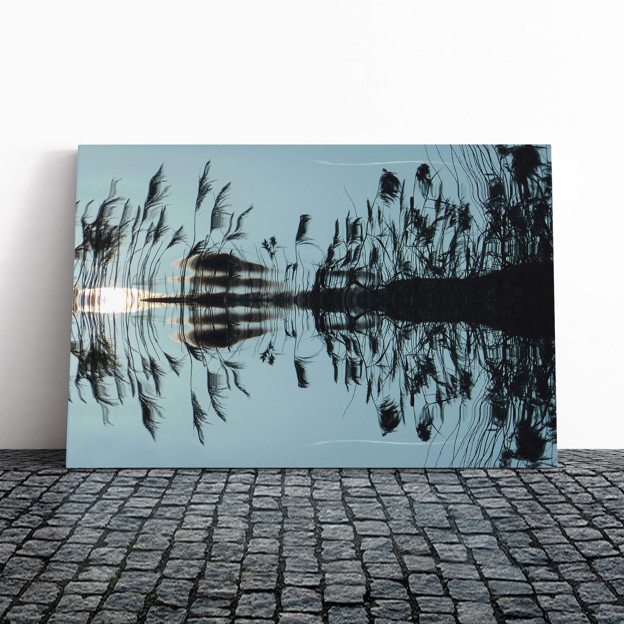 Landscape Reed Pond Canvas Print | Gallery Wrapped 30mm Frame Wall Art | 20x14 inches | Ready to Hang | Modern Landscape Picture | Living Room Bedroom Lounge Office