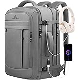 AREYTECO Carry On Backpack, 50L Extra Travel Laptop Backpack for Men Women, Big Bag Business Travel Essentials Gifts for men, 17 Inch Laptop Backpack Computer Bag Gifts for Him Men, Grey