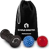 Foot Massager Roller & Spiky Ball Therapy Set - Massage Tool for Muscle Pain Relief from Plantar Fasciitis | Best for Trigger Point Release, Acupressure Reflexology with eBook Guide