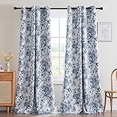 H.VERSAILTEX Blackout Curtains 84 Inch Length 2 Panels Set, Floral Print Drapes Farmhouse for Living Room, Grommet Room Darkening Curtains Vintage Boho Window Treatment(2 Panels, Stone Blue)