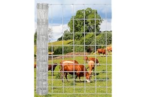 12GA Thickened Heavy Duty Cattle Farm Fence, Galvanized Goat Deer Fence, Heavy Zinc Coating Hog Wire Fencing for Farm Livesto