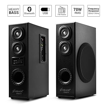 OBAGE DT-2425 Dual Tower Multimedia Speaker System(Black) with Bluetooth,USB, Double Aux, FM,MMC