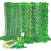100PCS St. Patricks Day Necklace, 10 Kinds of St Patricks Beads Accessories, Metallic Irish Shamrock Beer Mug Coins Pendants Beads, Adult St Patricks Necklaces Bulk for Parade Party Supplies Favors