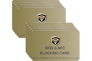 SaiTech IT RFID Protected Cards, 10 Pack One Card Protects Entire Wallet Purse For Men & Women,NFC Contactless Bank Debit Credit Card Protector ID ATM Guard Card – Golden
