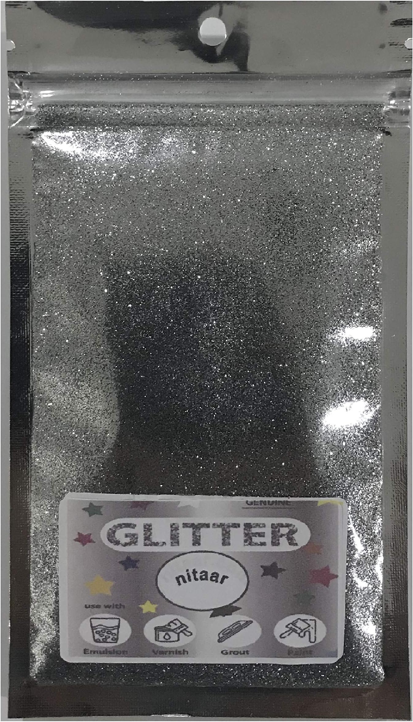 Nitaar 70g Glitter Paint Additive - Mix with Emulsion Paint for a Sparkly Finish on Interior/Exterior Walls, Ceilings and Wood (Silver)