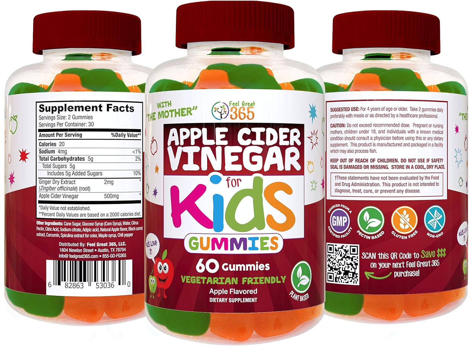 Feel Great 365’s Apple Cider Vinegar Gummies for Kids Digestive