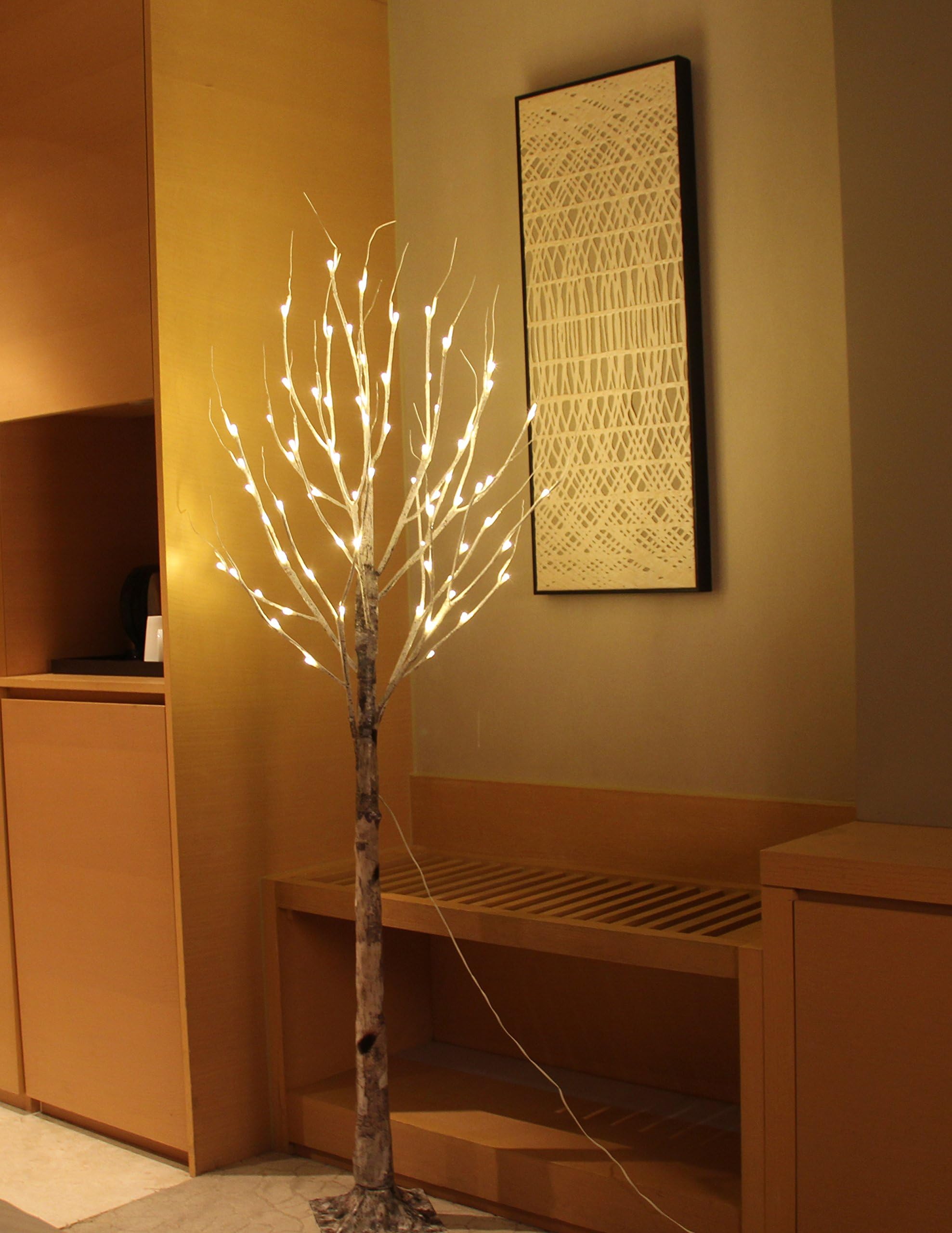 FestalED 6FT 72 LED Old-fashion Decorative Birch Tree,Warm White,Ideal for Indoor Decoration