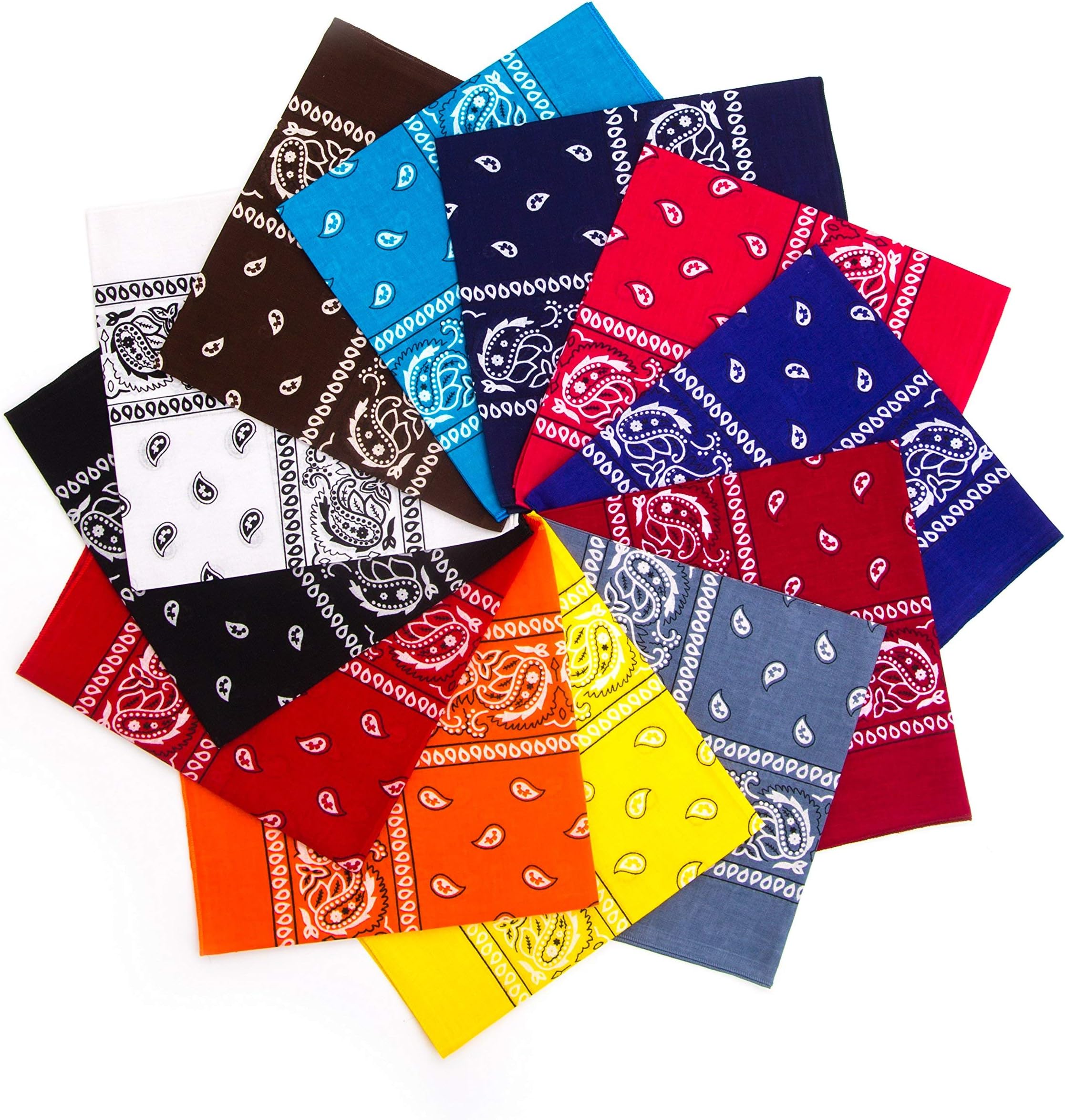 Simes Bandanas 12 Pack, Headbands For Women, Bandanas For Men, Bandanas For Dogs, Organic 100% Cotton Novelty Cowboy Bandana