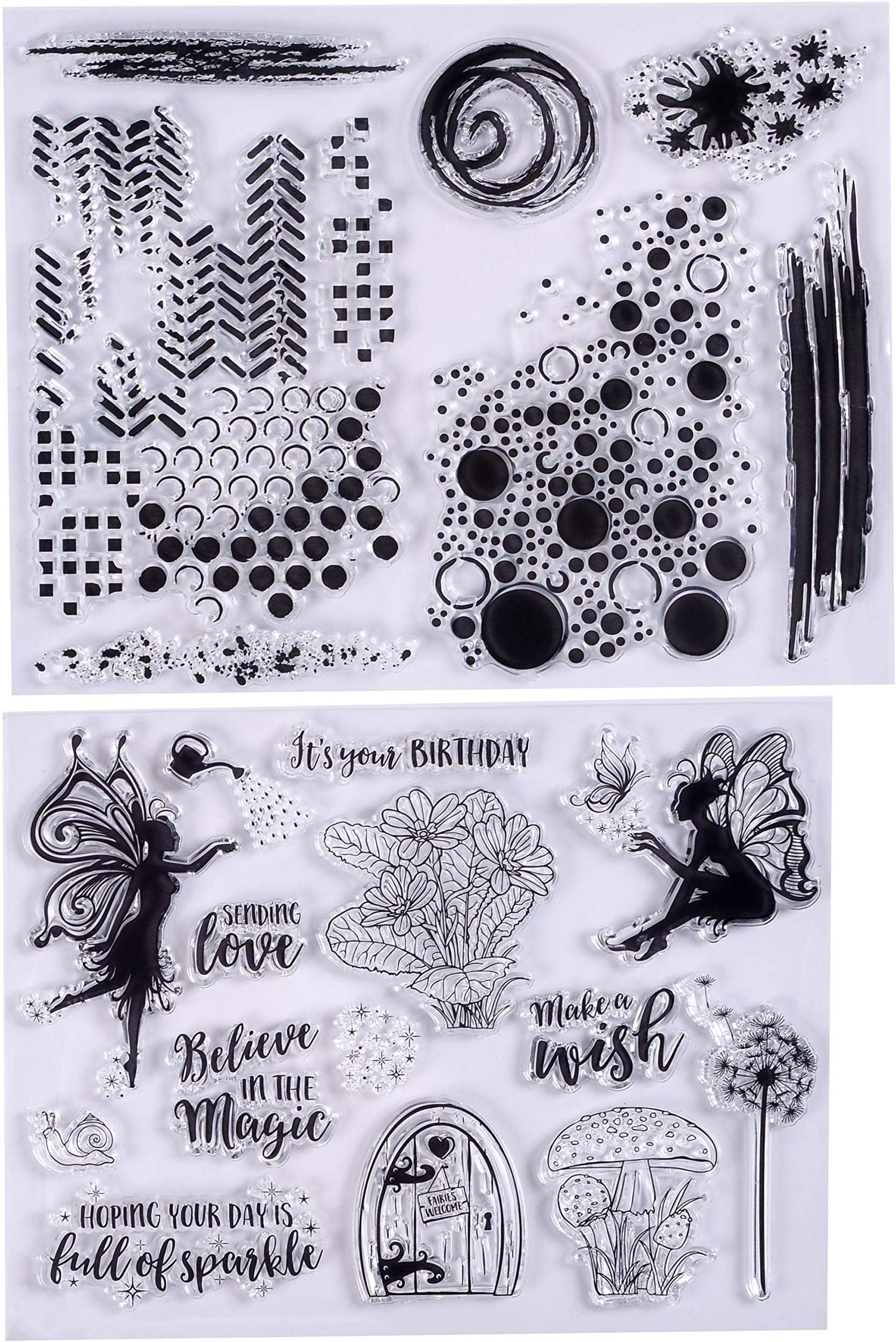MaGuo Rubber Clear Stamp Set Fairy Flower and Decoration Blackground for Card Making and Scrapbooking
