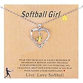 Mikovivi Softball Necklace for Women, Dainty Softball Heart Pendant Necklace Inspirational Sports Themed Jewelry Accessories Stuff for Mom Ball Lovers Players Team Party Favor