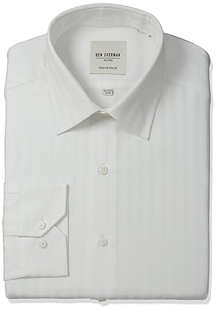 mens white textured dress shirt