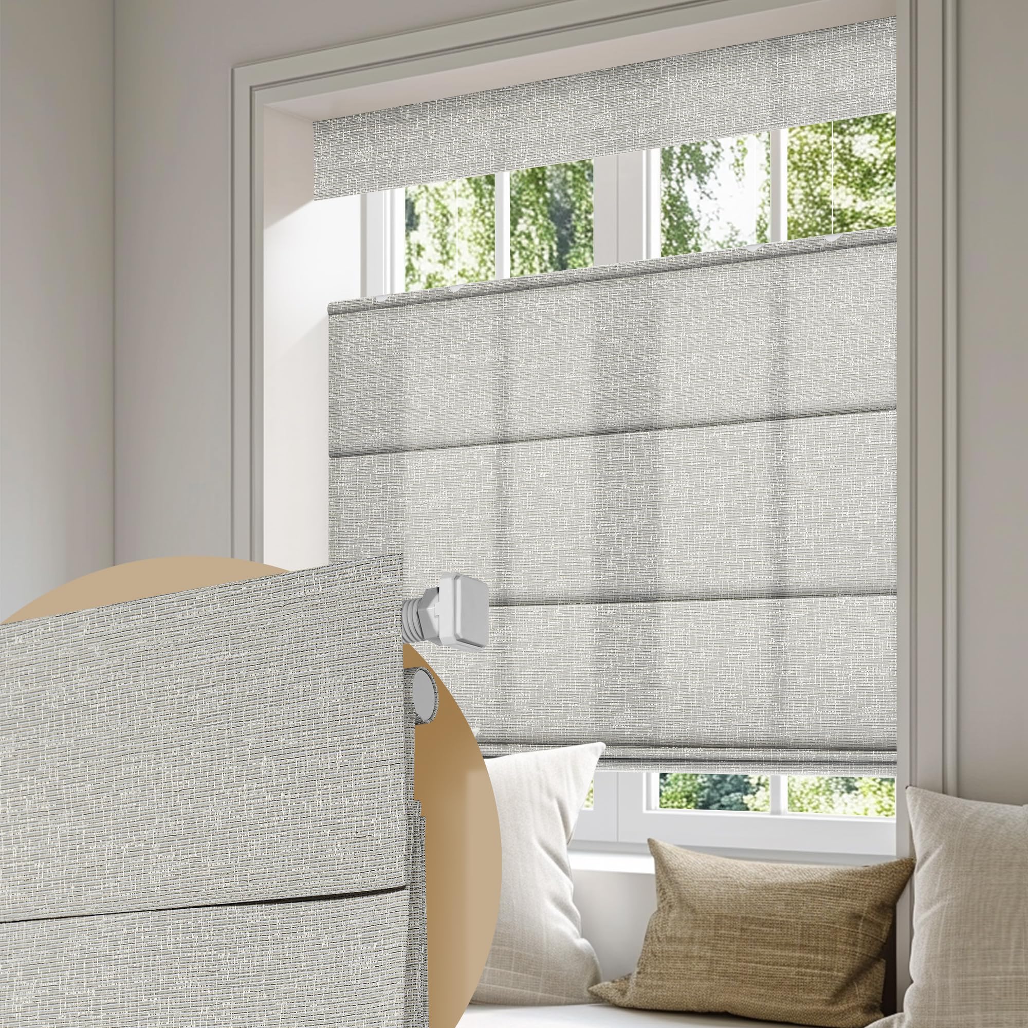 Boolegon No Drill Cordless Roman Shades for