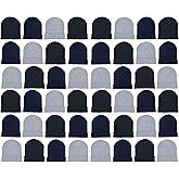 48 Pack Winter Beanies, Bulk Cold Weather Warm Knit Skull Caps, Mens Womens Unisex Hats