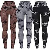 OVESPORT 3 Pack Tie Dye Seamless High Waisted Workout Leggings for Women Scrunch Butt Lifting Yoga Gym Athletic Pants