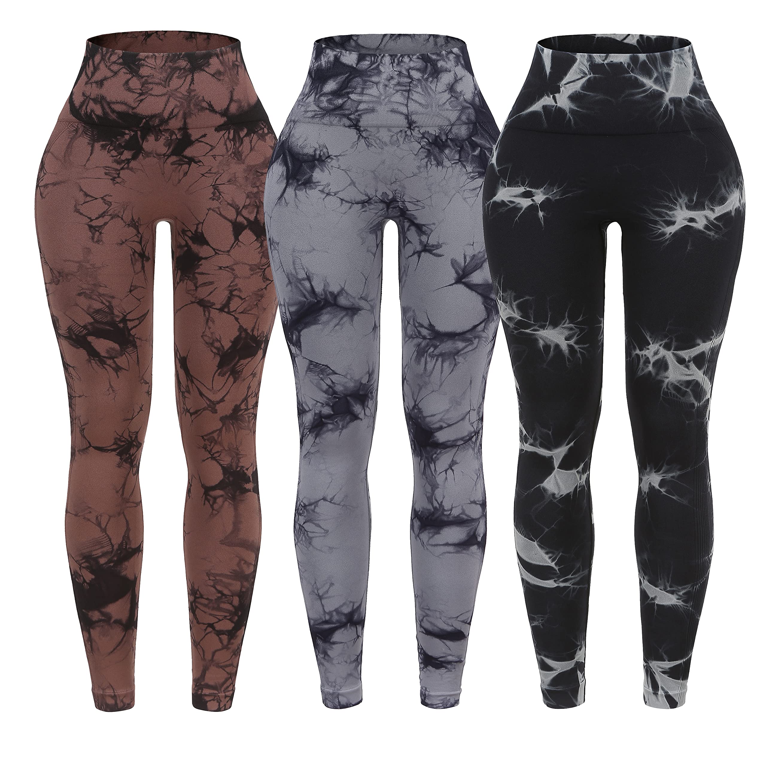 Photo 1 of ***MISSING 1 PAIR *** OVESPORT 3 Pack Tie Dye Seamless High Waisted Workout Leggings for Women Scrunch Butt Lifting Yoga Gym Athletic Pants S