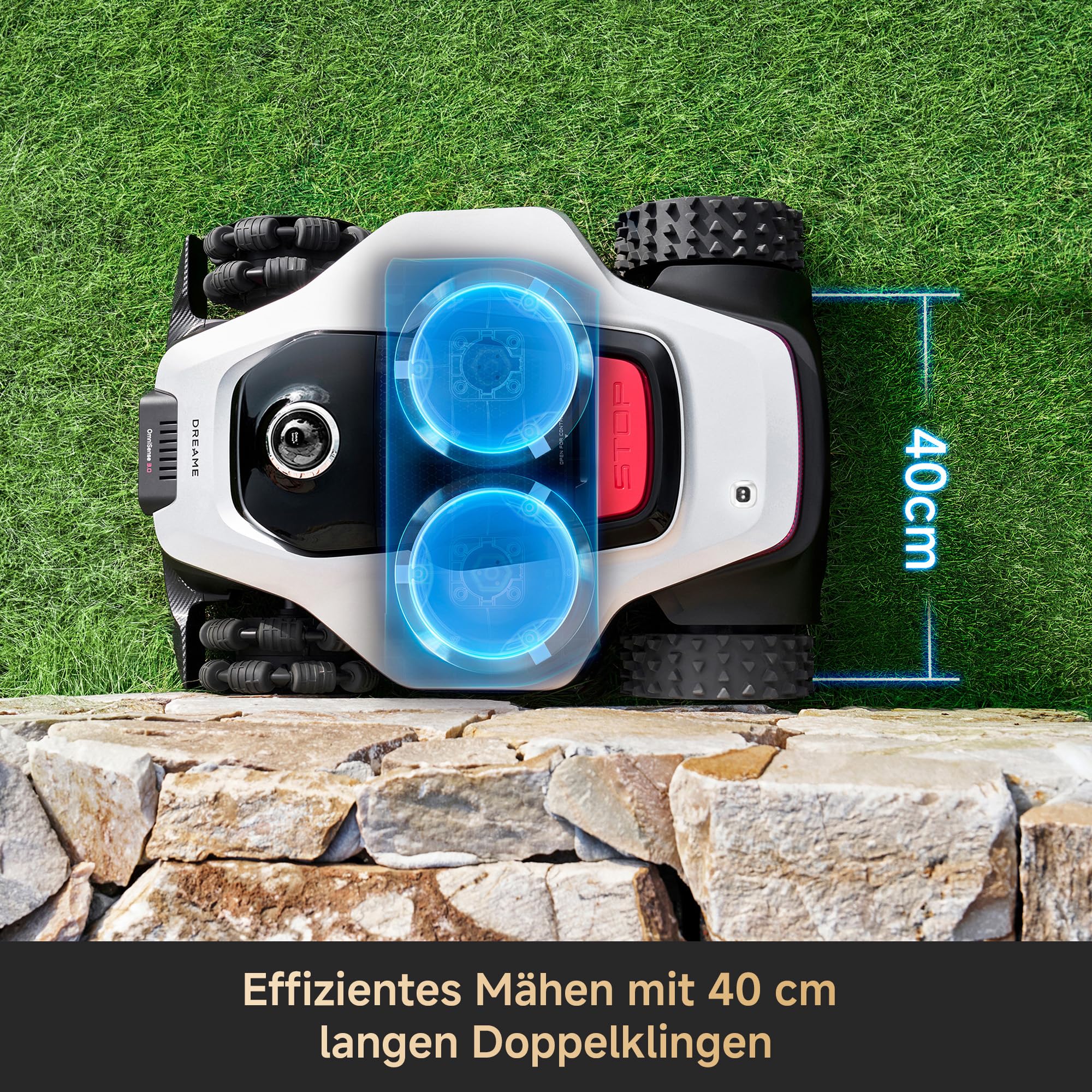 DREAME A3 AWD Pro 3500 Robot-Rasenmäher, für 3500 m², 4WD-Nabenmotoren, ohne RTK, 360° 3D-LiDAR & KI-Vision, Steigfähigkeit bis zu 80% (38,7°), EdgeMaster 2.0: ＜ 4 cm Kantenpräzision 3
