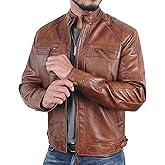 STOREJEES Mens Leather Jacket - Quilted Fashion Real Lambskin Biker Jacket Men