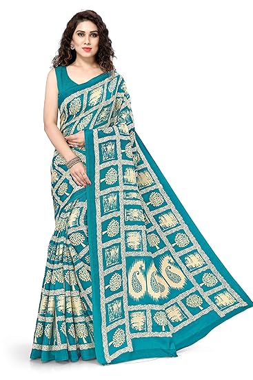 Printed Khadi Silk Saree For Women With Blouse Piece