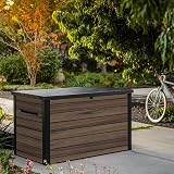 Keter Signature Ontario 870L Outdoor Storage Box Rosewood with Hydraulic Lid view 3