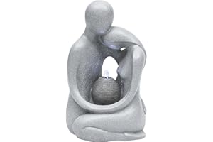 Autodaya 21" Outdoor Water Fountain, Tabletop Fountain Indoor, Sleek Art People Garden Fountain, Tranquil Oasis for Patio, Yard, Home, Ideal Wedding Gift, Couple Silhoutte Statue