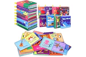 TOYK Baby Bath Books, Nontoxic Fabric Soft Baby Cloth Books, Early Education Toys, Waterproof Baby Books for Toddler, Infants Perfect Shower Toy, Kids Bath Toys Birthday Gift (Pack of 8)