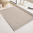 WARM HAVEN Beige Bath Mat Thin, Tan Bath Mat 16x24 Inch Washable Bathmat for Bathroom Low Profile Bathroom Rug Natural Bath Rug Non Slip Beige Shower Mat