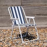 Harbour Housewares Folding Beach Deck Chair Blue Stripe view 4
