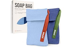 ZOMCHI 2 Pieces Soap Bags for Soap Bars with Different Roughness, Exfoliating Soap Saver Bags, Soap Pouch for Body Wash (Blue)