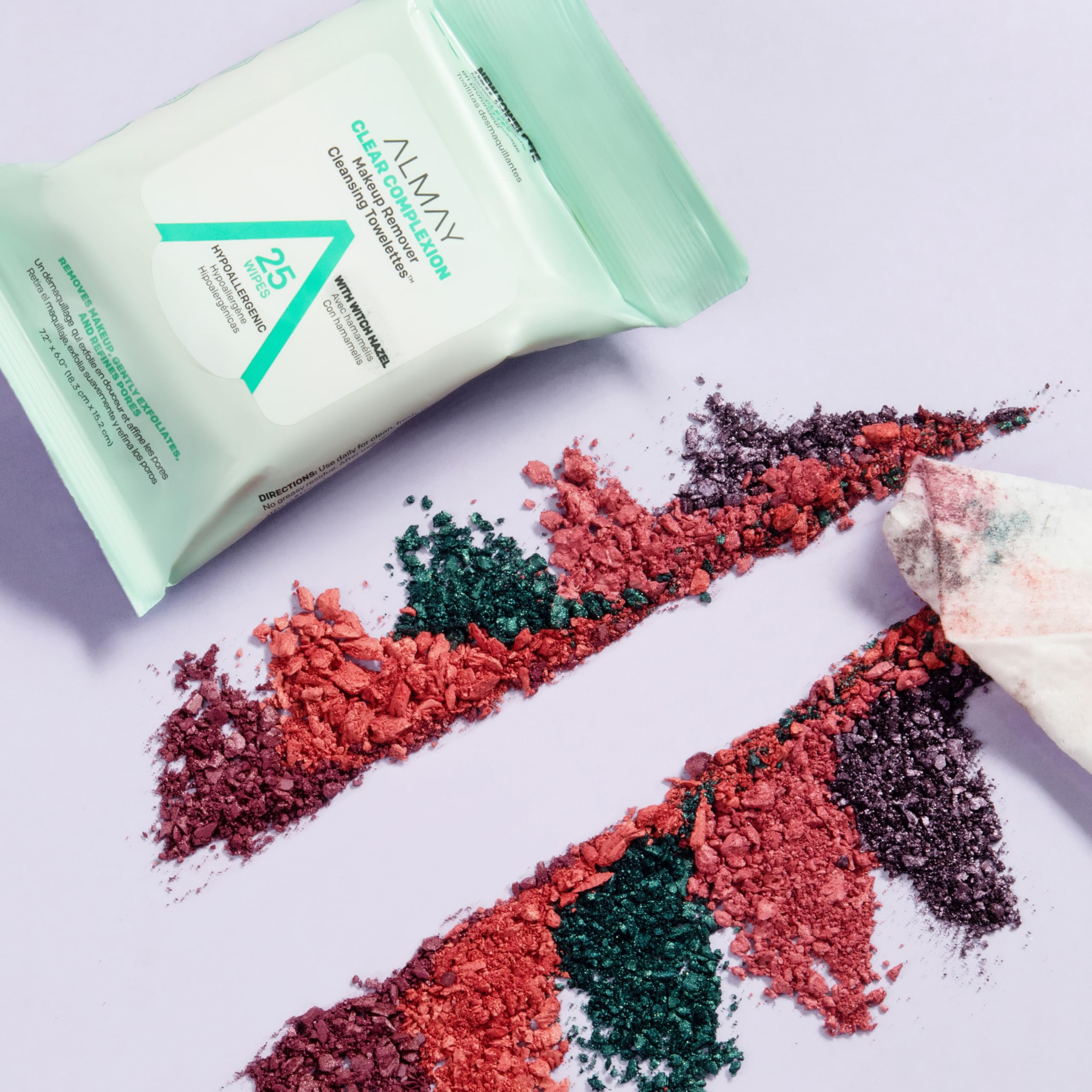 Almay Makeup Remover Cleansing Towelettes, Clear Complexion Wipes for Oily & Acne Prone Skin, Hypoallergenic, Cruelty- & Fragrance-Free, 25 count