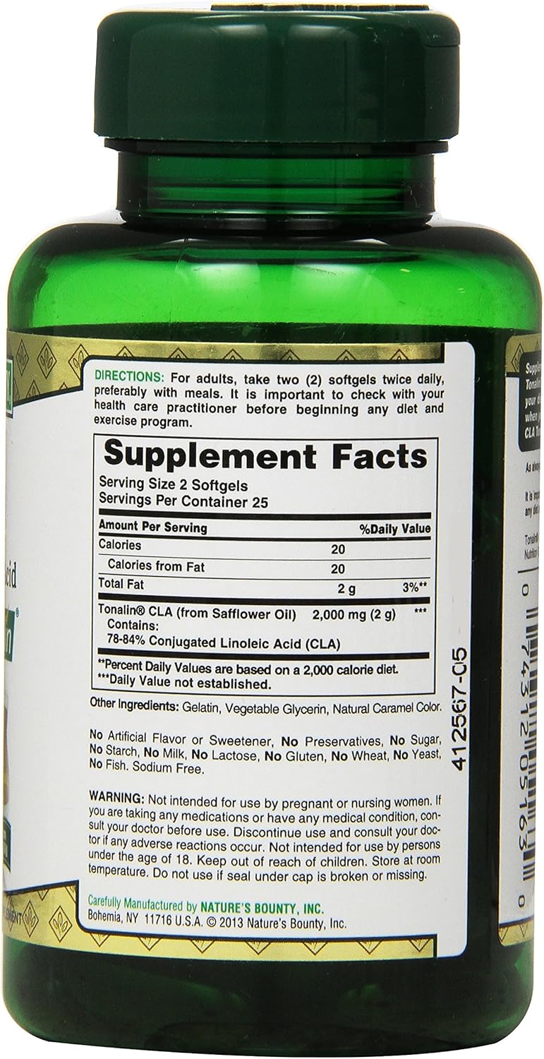 Nature's Bounty Tonalin Pills and Dietary Supplement, Diet and Body Support, 1000 mg, 50 Softgels: Health & Personal Care