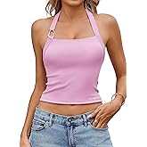 Avidlove Halter Tops for Women Double Lined Sexy Ribbed Crop Tank Top Backless Going Out Cami Slim Fit Y2K Outfits