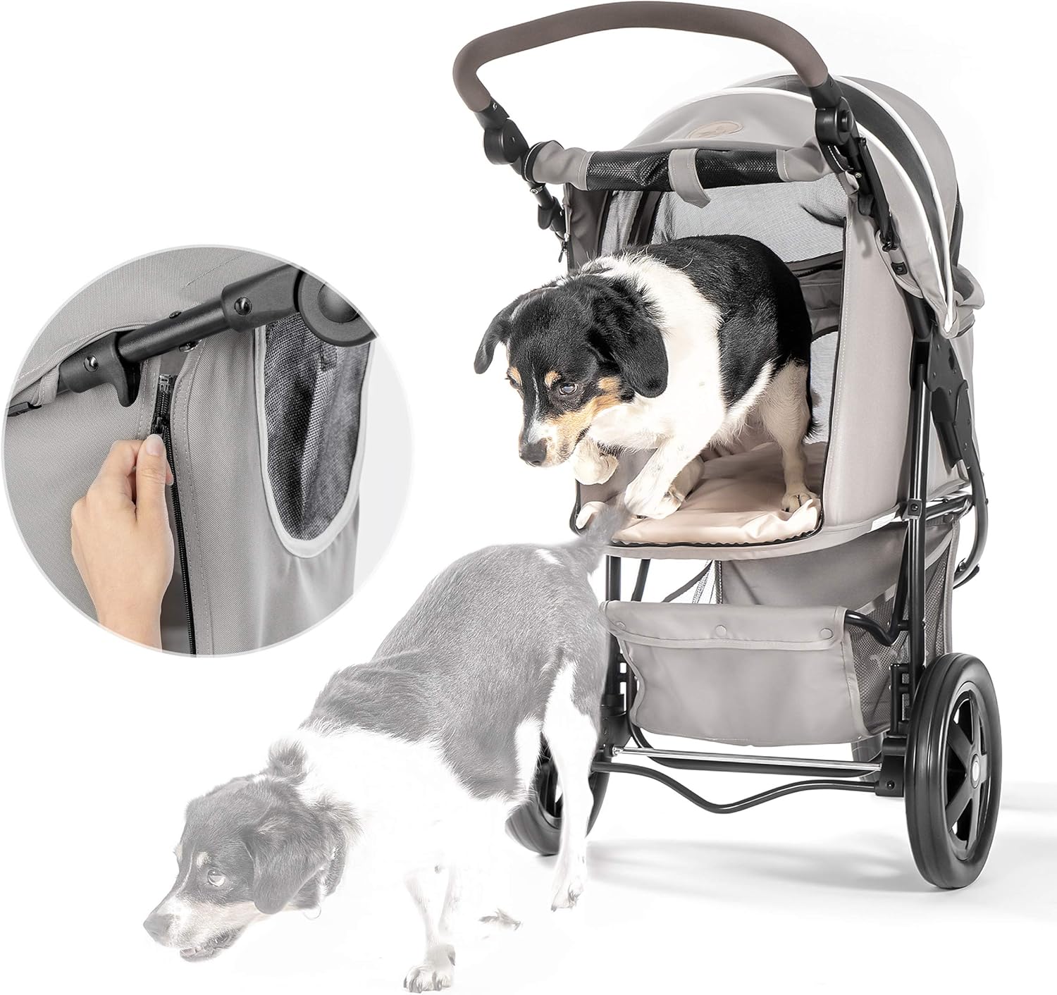 Hauck TOGfit Pet Roadster - Luxury Pet Stroller for Puppy, Senior Dog or Cat | Easy Foldable Three Wheels Travel Pet Jogger max. Loading 70 lb, Mattress Included - Gray : Pet Supplies