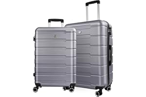 LUMINATERY Luggage Sets 2 piece,Carry On Lightweight Luggage with Spinner Wheels,ABS HardShell and Tsa Lock Luggage, for Woman Men,Grey,24/28 Inch