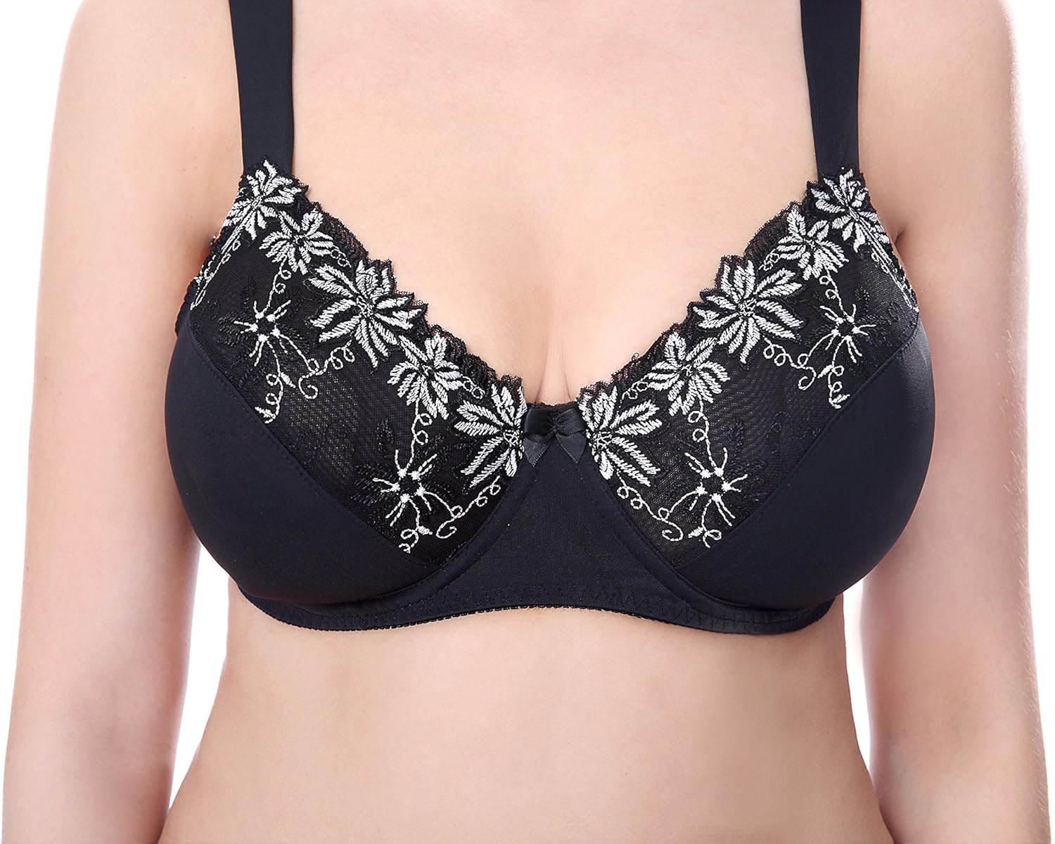 Curve Muse Plus Size Minimizer Underwire Unlined Bras with Embroidery Lace-3Pack at  Women’s Clothing store