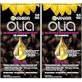 Garnier Hair Color Olia Ammonia-Free Brilliant Color Oil-Rich Permanent Hair Dye, 5.0 Medium Brown, 2 Count (Packaging May Vary)