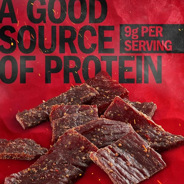 JACK LINK’S BEEF JERKY, PEPPERED, HALF POUNDER LARGE JERKY BAG – FLAVORFUL MEAT SNACK, READY TO EAT PROTEIN SNACKS WITH 9G OF PROTEIN PER SERVING, MADE WITH 100% BEEF