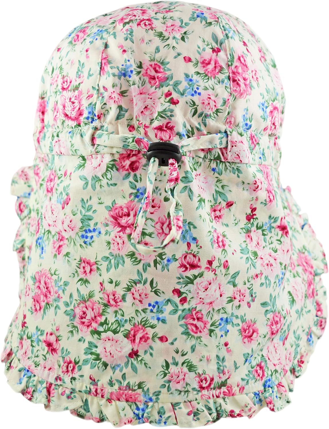 Pesci Baby Girls Sun Hats Summer Legionnaires Cap with Neck Protection Flap and Chin Strap Adjustable Frilly Floral Hat 0-2 Years - Image 3