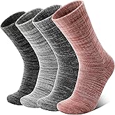 Anlisim Merino Wool Warm Boot Hiking Socks Thermal Extra Thick Winter Cozy Crew Comfy Cushioning Work Women Men Socks 4 Pairs