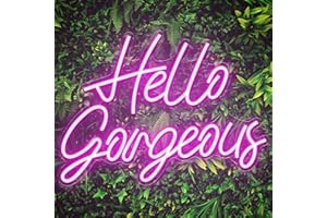 Kavaas Hello Gorgeous Neon Signs for Wall Decor, Hello Gorgeous Neon Light Sign with Dimmable Switch - Hello Gorgeous Sign for Girls Bedroom, Makeup Room Decor (Pink)