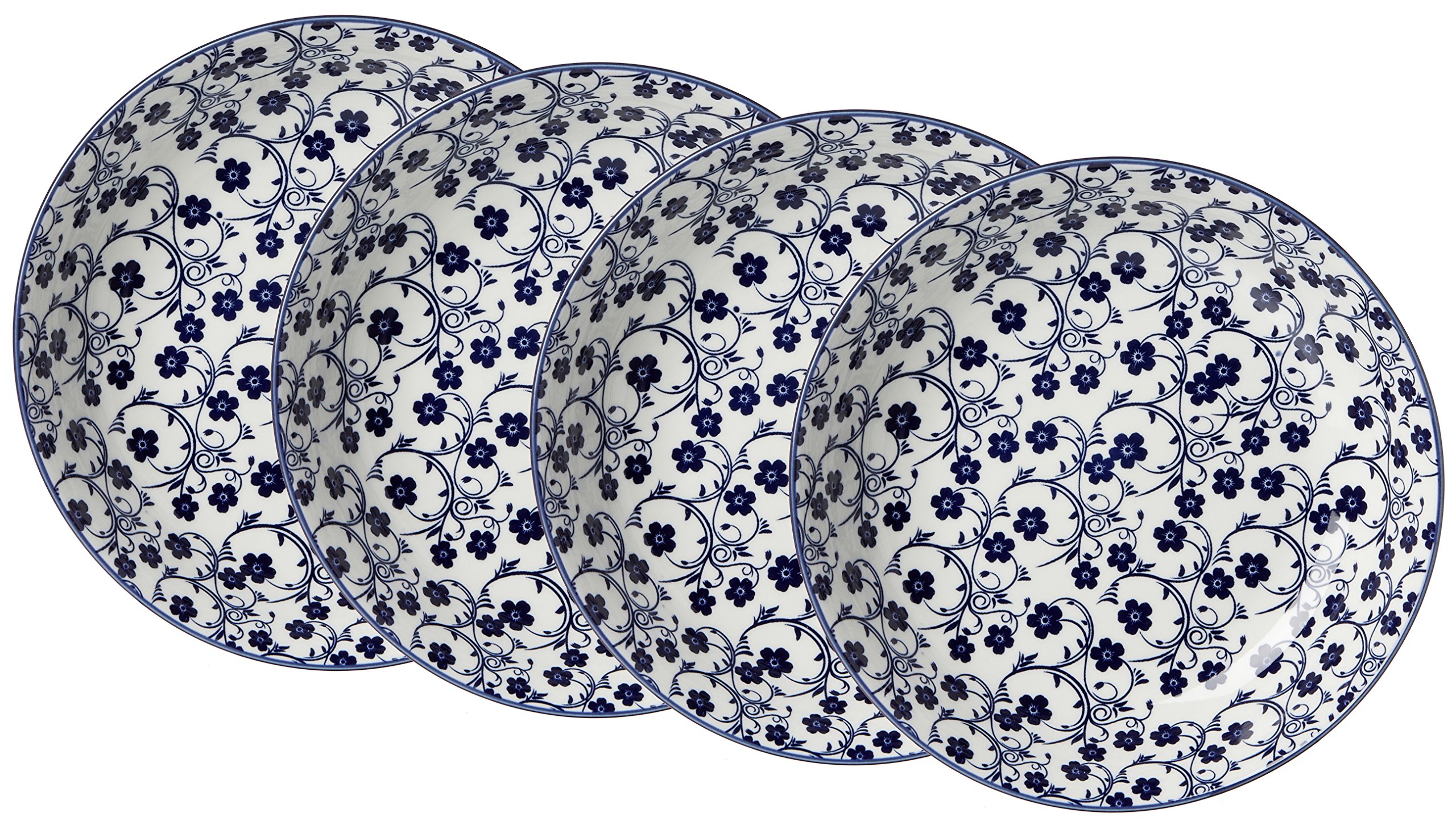 Ritzenhoff & Breker Royal Sakura 4-Piece Soup Plate Set 20.5 cm Diameter Porcelain Crockery Blue/White 20.50 x 20.50 x 4.50 cm
