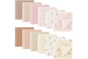 Bearmoss Muslin Baby Washcloths 100% Cotton Baby Bath Wash Cloth Ultra-Absorbent Burp Cloth Soft Baby Face Towel for Newborn 