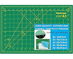 WORKLION 12" x 18" Art Self Healing PVC Cutting Mat, Double Sided, Gridded Rotary Cutting Board for Craft, Fabric, Quilting, 