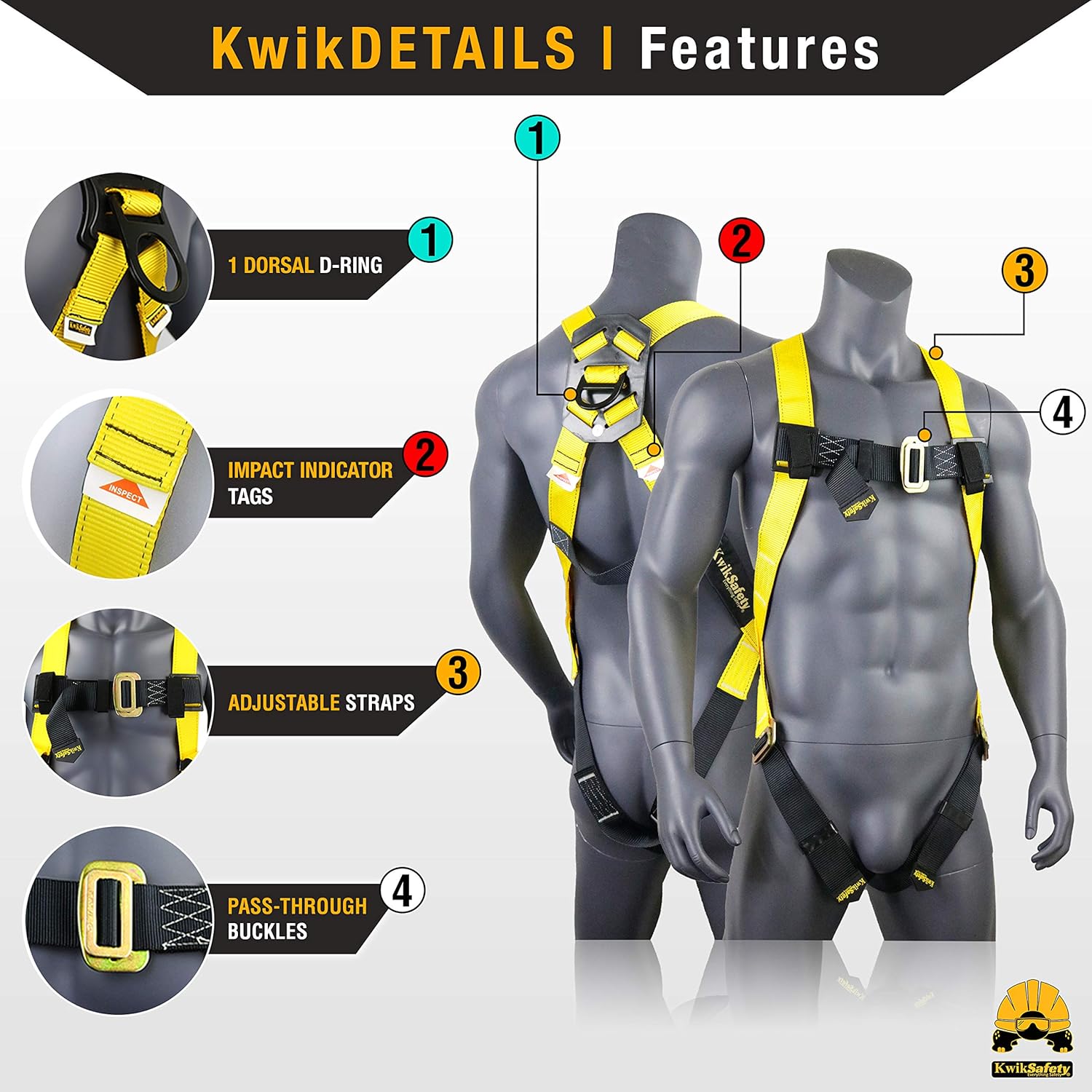 KwikSafety (Charlotte, NC) TSUNAMI KIT | 100 ft. Vertical Lifeline Rope, 1-D Ring Safety Harness, Roof Anchor, Waterproof 20L Dry Bag, Tool Lanyard ANSI OSHA Fall Arrest Restraint Protection Equipment - - 