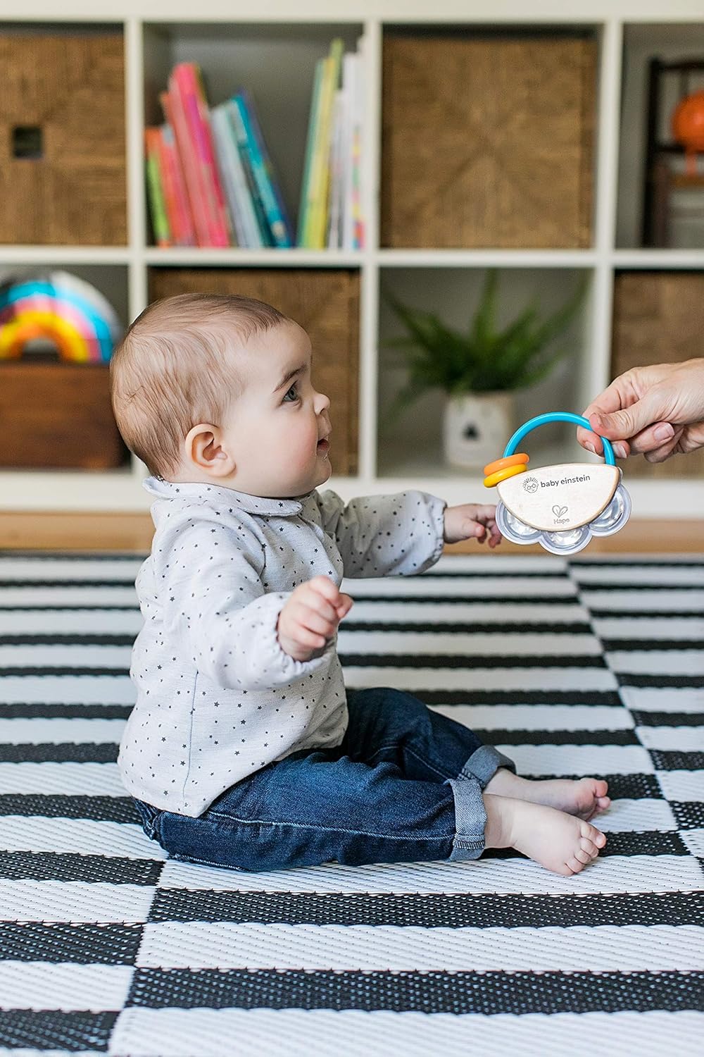 Baby Einstein Tiny Tambourine Wooden Musical Toy, Ages 3 months + : Baby